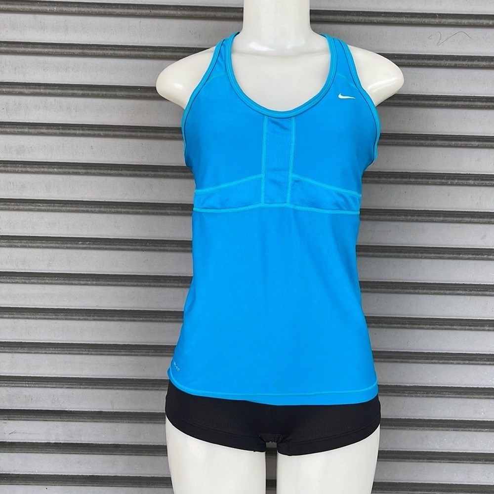 Nike Dri-FIT Bright Blue Built In Shelf Bra Racerback Tank Top Size Medium